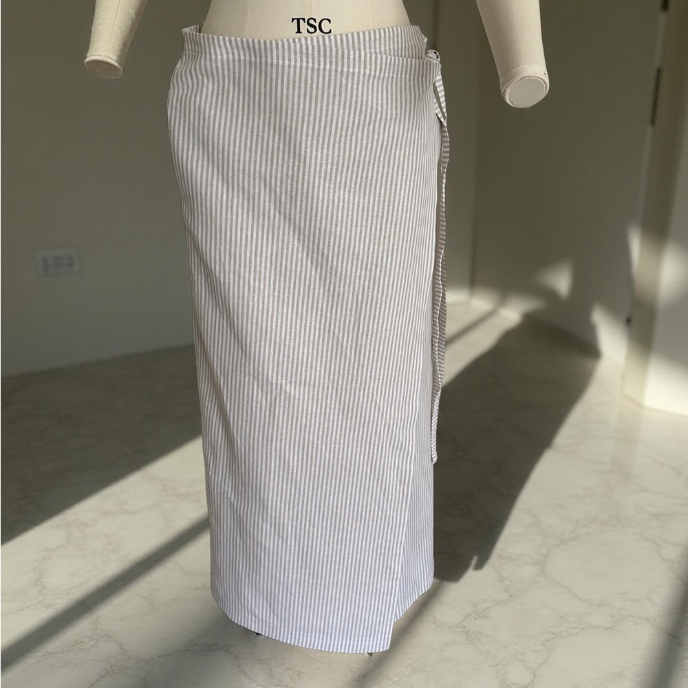 Wrapped linen maxi skirt
